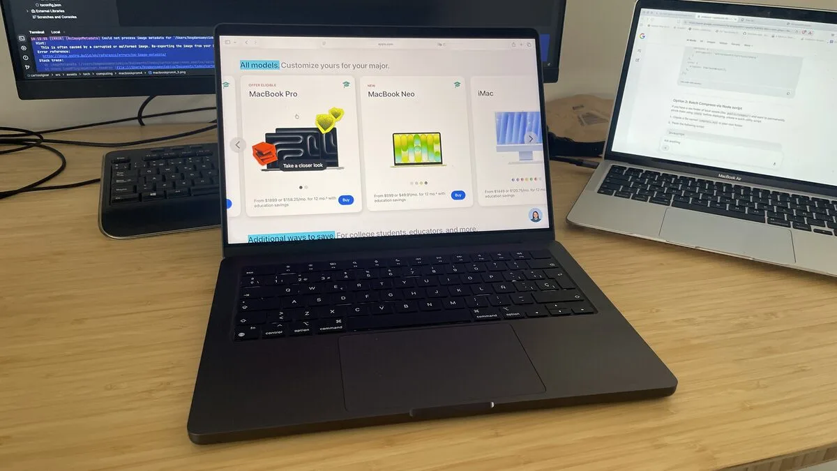 Closed Space Black MacBook Pro M4 Pro connected on a clean software engineering desk
